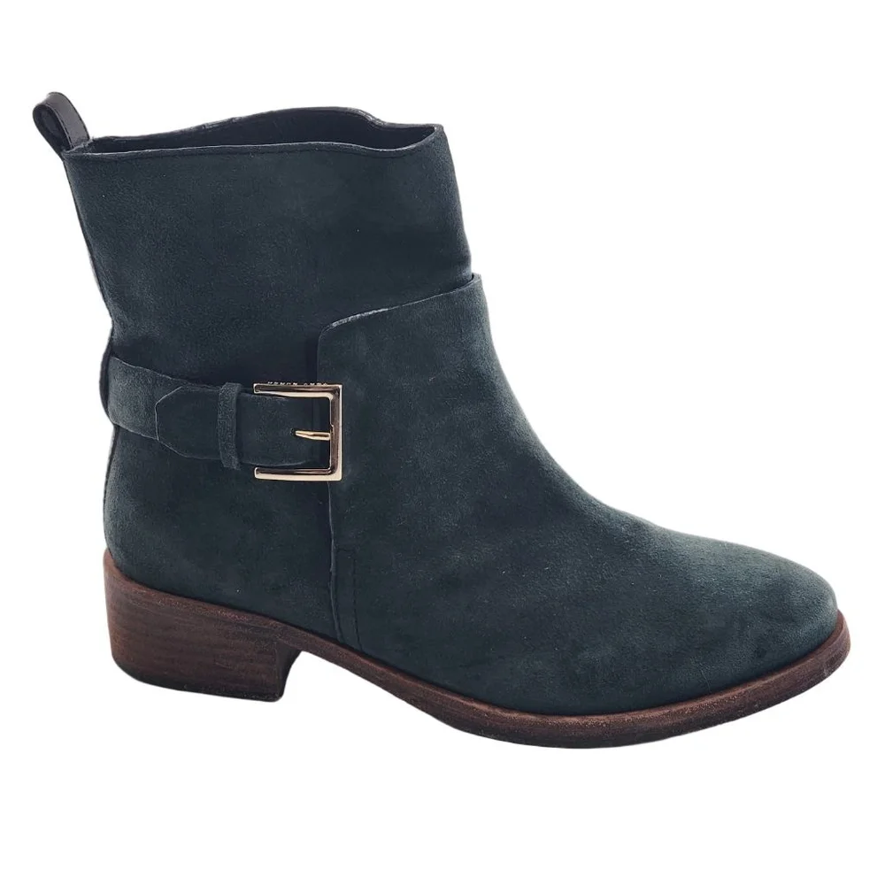 TORY BURCH Riley Mid Buckle Suede‎ Ankle Boots & Booties Size 8 Dark Green